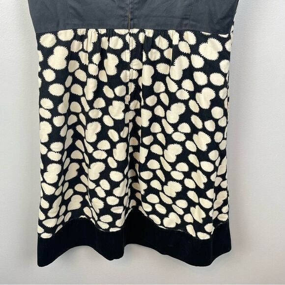 Anthropologie Notched Dots Dress by Leifnotes Black Cream Size 8 - Picture 5 of 6